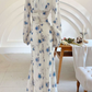 Elegant V Neck Print Floral Long Mermaid Prom Dress Evening Dress Y7738