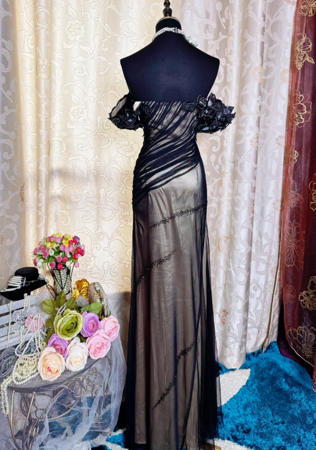 Vintage Tulle Beaded Appliques Long Evening Dress 19th Birthday Outfits SP1888