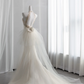 Elegant Sleeveless Ivory Satin Tulle Mermaid Long Wedding Dress Backless Bridal Gown SP1519