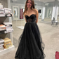 Sweetheart Neckline A-line Black Prom Dress,Black Graduation Dress Y2854