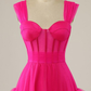 Hot Pink Sweetheart Multi Layers Tulle Prom Dresses Formal Dresses Y1829