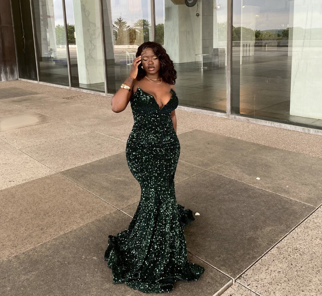 Sexy Mermaid Glitter Prom Dress Long Evening Gowns Dark Green Women Fo –  Simplepromdress