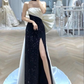 Hot selling contrasting color design black and white elegant ladies mermaid tail long skirt evening dress  Y4553