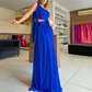 Royal Blue One Shoulder Long Evening Dress Women Sexy Formal Chiffon Prom Party Gowns Y4838