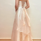 Beautiful Gold Floral Tulle Prom Dress,Glitter A Line Strapless Evening Gown Y8138