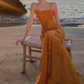 Unique Spaghetti Straps Orange Mermaid Evening Dress Formal Prom Dress Y7999