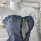 Shiny Strapless Navy Blue Tulle Sequin Beaded Mermaid Party Dress Long Wedding Guest Dress SP1442