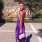 Elegant Purple Halter Neck Prom Dress,Purple Wedding Guest Outfit  Y7447