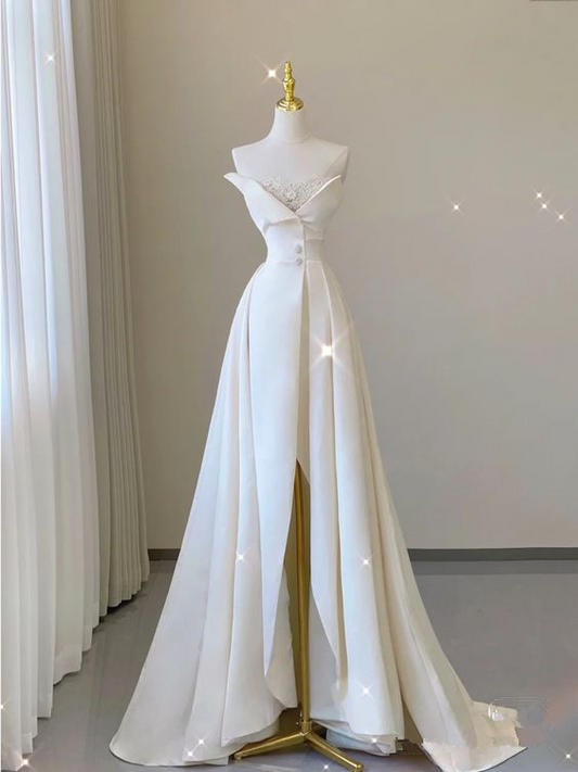 Elegant White Wedding Dress,White Bridal Dress Y7335