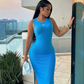 Sexy Blue Sleeveless Tight Prom Dress,Blue Casual Dress Y5259