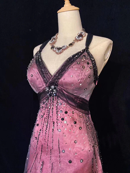 Vintage V Neck A Line Tulle Beaded Homecoming Dress Short Cocktail Dress Birthday Dress Y9942