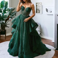 Sparkly Evening Dress Green Corset A-line Evening Gown Y6339