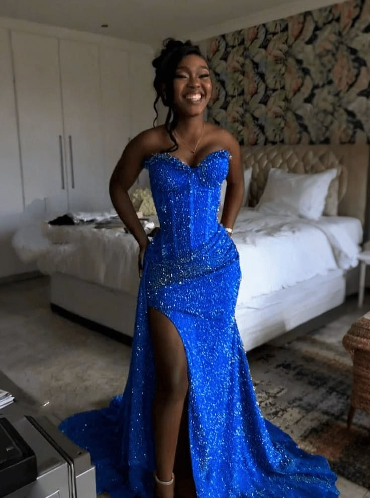 Fashion Sweetheart Neck Orange Sequin Beaded Slit Party Dress,Mermaid Long Prom Gown SP2453