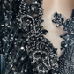 Black Sequins Rhinestone Applique Long Sleeve Mermaid Prom Dress Evening Dress Y8313