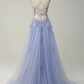 A Line Spaghetti Straps Dark Green Long Prom Dress with Criss Cross Back Y2003