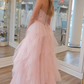 Strapless Sequin Beaded Ruffle Tulle Prom Dress Y7003