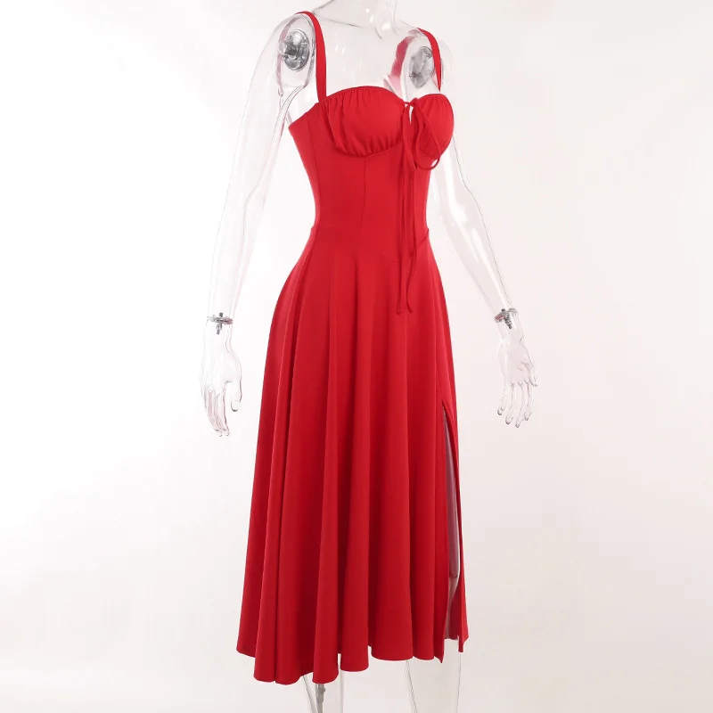 Red Vintage Sexy Romantic Dress High Waist Split Prom Dress Y5060 – Simplepromdress Red Vintage Sexy Romantic Dress High Waist Split Prom Dress Y5060 – Simplepromdress