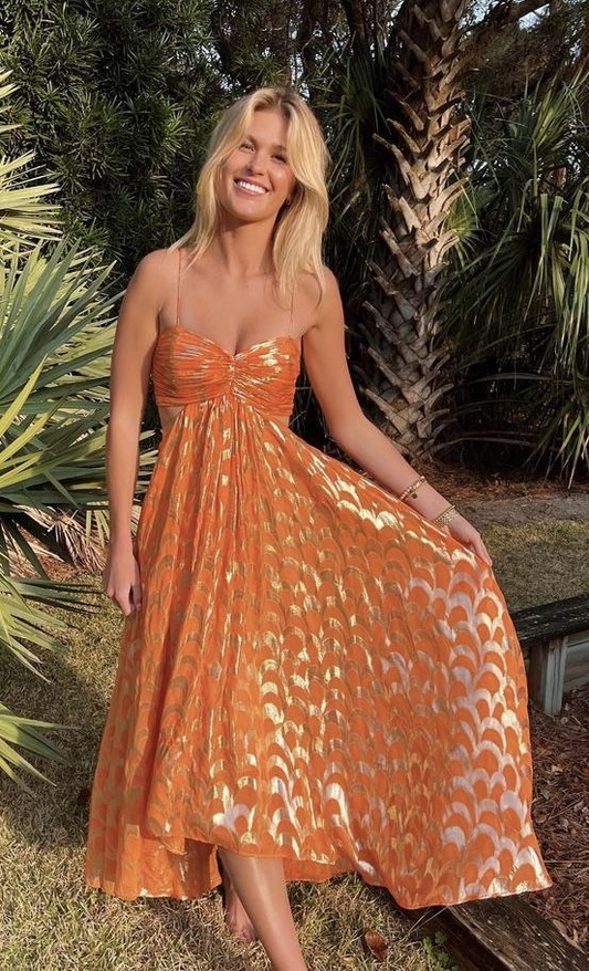 New Arrival A-line Orange Prom Dress Fashion Prom Gown Y6380