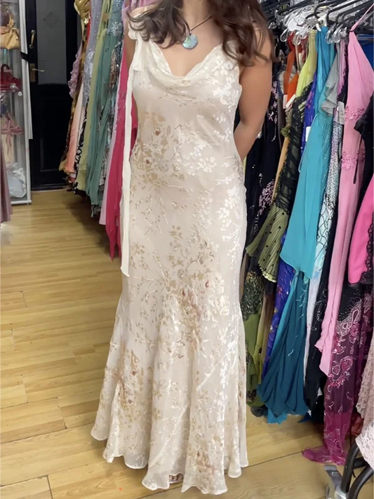 Unique Satin Print Mermaid Prom Dress Long Evening Dress Y8307