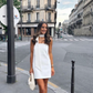 Women's White Strapless Mini Dress,White Short Homecoming Dress  Y1999