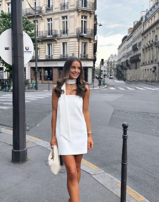 Women's White Strapless Mini Dress,White Short Homecoming Dress  Y1999
