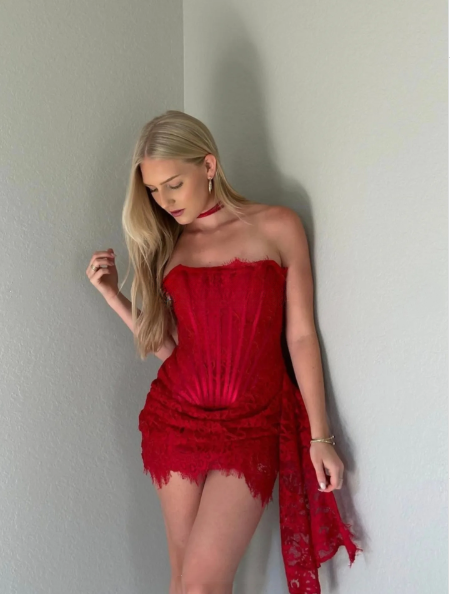 Sexy Red Strapless Sheath Lace Cocktail Dress Short Graduation Homecoming Dress Y9517