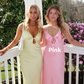 Cute Yellow Spaghetti Straps Long Prom Evening Dress Y7742