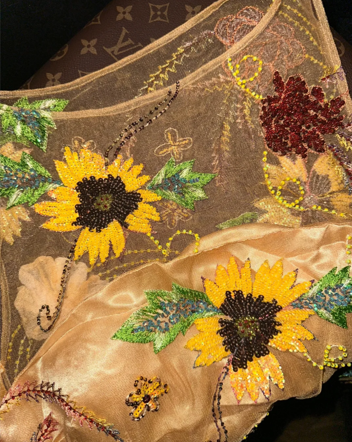 Gorgeous Sleeveless Gold Beaded Sequin Mermaid Evening Dress Long Prom Dress SP1064