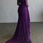 Goegeous Mermaid Split-Side Pleated Lace Evening Dress Purple Long Prom Dress Y7766