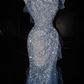 Gorgeous Blue Tulle Sequins Beaded Ruffles Mermaid Prom Dress,Formal Evening Dress Wedding Dress Y8671