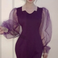 Retro Style Puff Sleeves Sheath Short Prom Dress Y6041