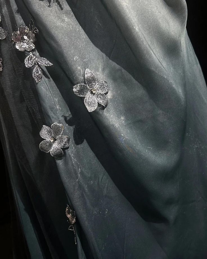Gorgeous Mermaid Spaghetti Straps Chiffon Lace Appliques Long Prom Dress Evening Dress Y8769