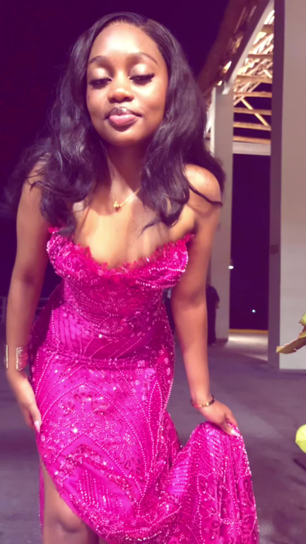 Gorgeous Strapless Hot Pink Satin Sequin Beaded Slit Mermaid Long Party Dress Prom Gown SP2526