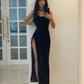 Sexy Black Sheath Evening Dress with High Split  Y4358
