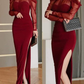 Women Mermaid Long Dress Sexy Off Shoulder High Waist Mesh Slit Bodycon Elegant Fashion Corset Party Evening Dress Y5526