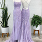 Spaghetti Strap Mermaid Lace Appliques Tulle Prom Dresses Long Criss Cross Backless Formal Evening Dress Y7383