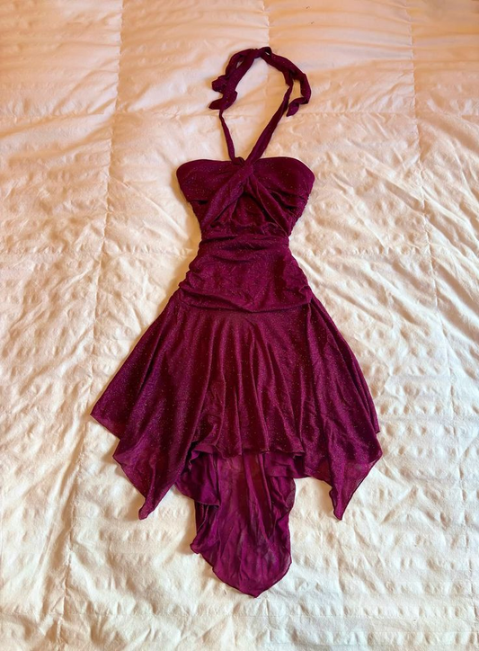 Sexy Halter Fuchsia Chiffon A Line Homecoming Dress Cocktail Dress Y8930