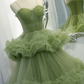 Green Tulle Long Prom Dresses, A-Line Formal Evening Dresses Y2029