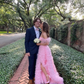 Off The Shoulder Pink Prom Dress,Winter Prom Gown Y4327