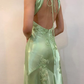Fashion Mint Green Spaghetti Straps Lace Beaded Prom Dress Evening Party Gown Y7530