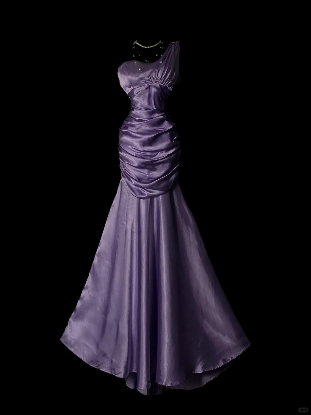 Elegant Purple Satin Pleated Mermaid Long Party Dress One Shoulder Long Birthday Prom Dresses SP4080