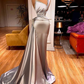 Sexy One Shoulder Slit Mermaid Evening Dress with Sweep Train Y6631