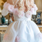Classy White Tulle 3D Rose Flowers A Line Short 21st Birthday Outfits Formal Homecoming Dress SP172