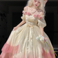 Roses Flowers Masquerade Prom Dress Champagne Pink Gradient Floral Wedding Dress Vintage Princess Dress with Pearls Y2401