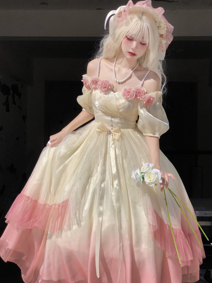 Roses Flowers Masquerade Prom Dress Pink Gradient Floral Wedding Dress Simplepromdress Roses Flowers Masquerade Prom Dress Pink Gradient Floral Wedding Dress Simplepromdress
