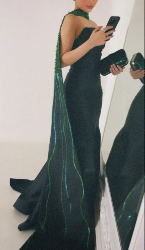 Fashion Black Satin Strapless Evening Dress,Formal Party Gown Y8174