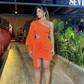 One Shoulder Cut Out Knot Side Dress,Orange Homecoming Dress Y2172