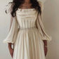 Beige Short Midi Arabic Evening Dress with Belt Long Sleeve Tea Length Women Formal Wedding Party Gowns Y4847
