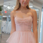 Strapless Sequin Beaded Ruffle Tulle Prom Dress Y7003