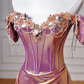 Classy Purple Satin Beaded Mermaid Prom Dress,Off The Shoulder Long Evening Dress Y8605